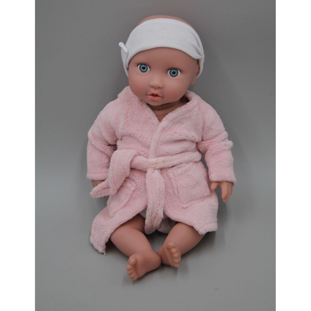 LullaBaby Battat Babi Doll Blue Eyes Soft Body Newborn Pink Outfit Bathrobe HTF